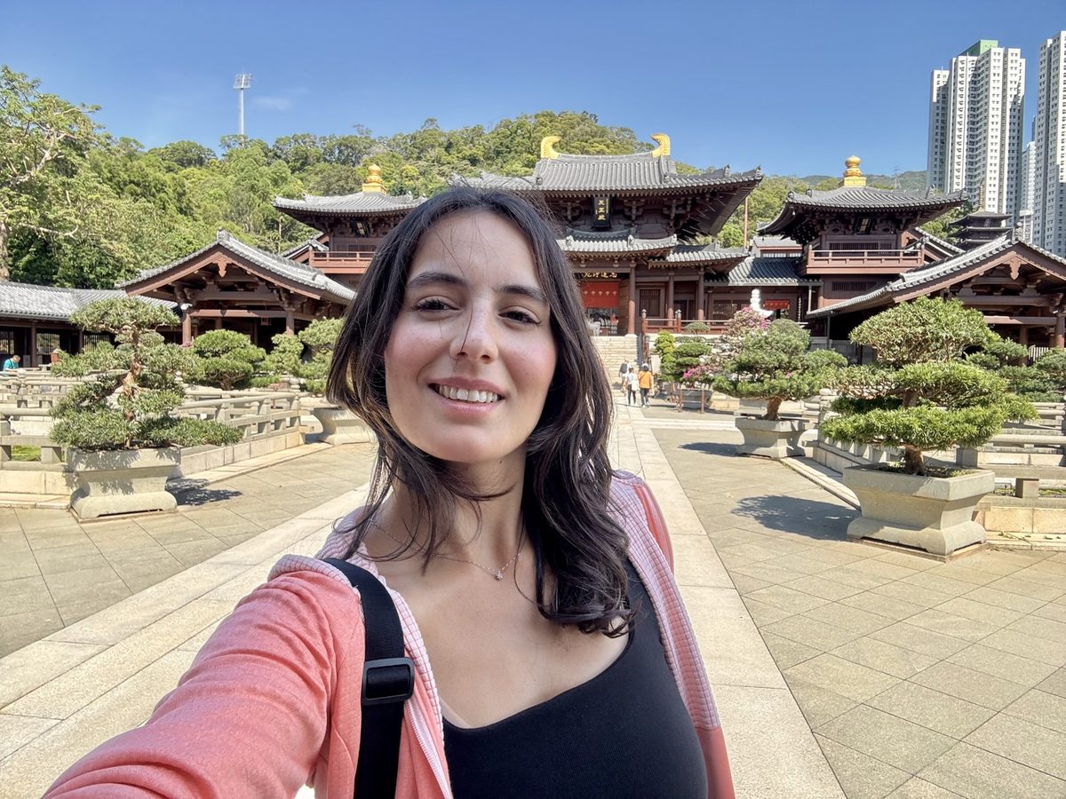 Marcella Mammino, native Italian teacher, smiling outdoors